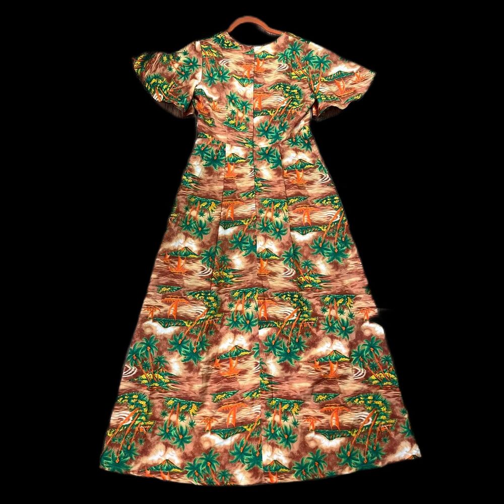 Royal Hawaiian Vintage Womens Aloha Landscape 1970s Maxi Dress EUC - Picture 2 of 12